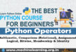 Python Basic Operators - Arithmetic, Comparison (Relational), Assignment, Logical, Bitwise, Membership & Identity
